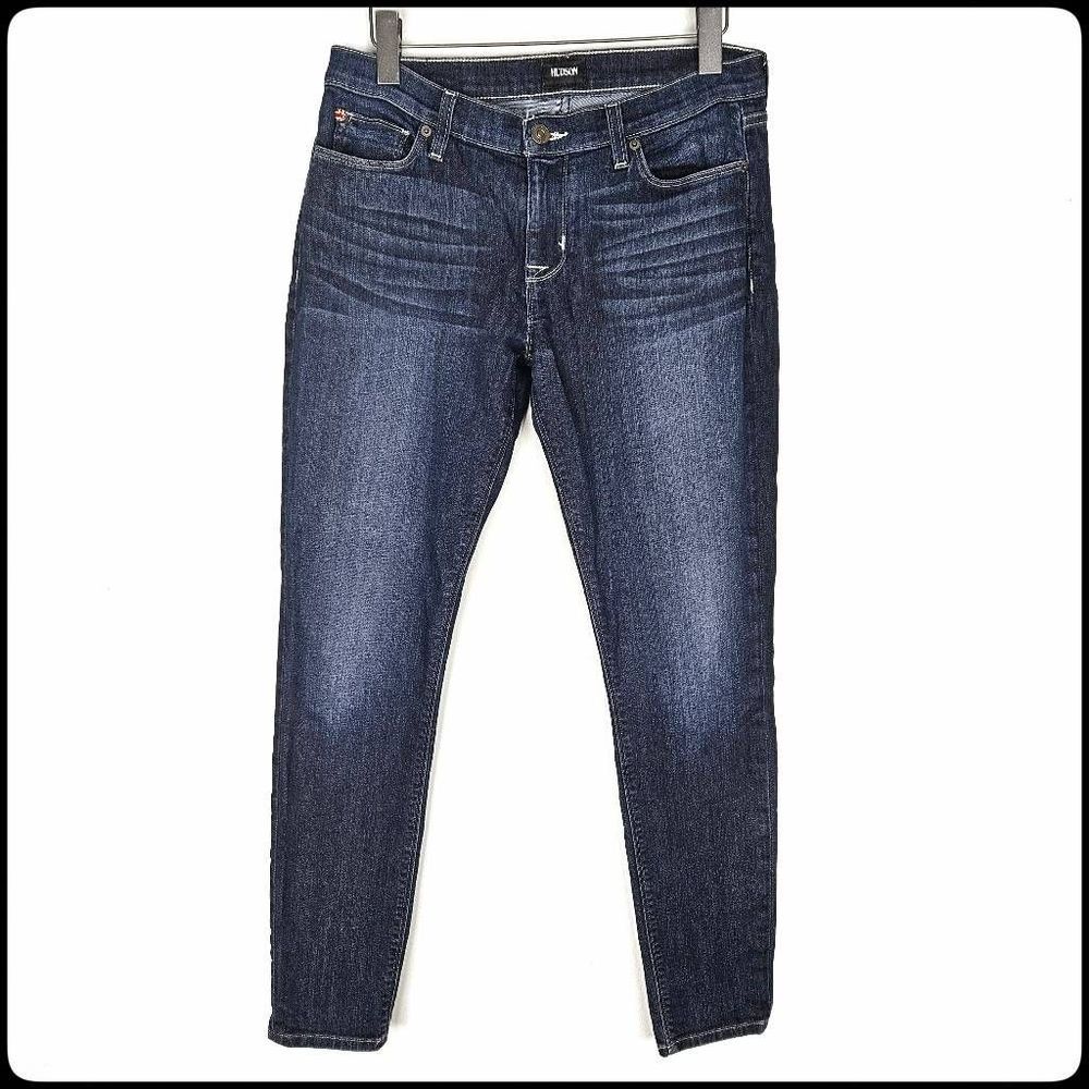 HUDSON Krista Medium Dark Wash Whiskered Ankle Slim Stretch Jeans in Mald 29